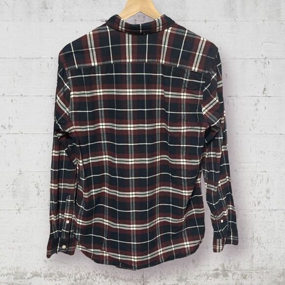 LEVI’S | Burgundy & Black Plaid Long Sleeve Collared Button Down Shirt Size M - Picture 4 of 6